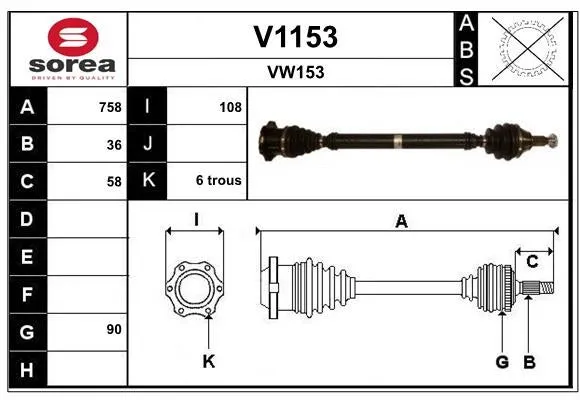 Arbre de transmission SNRA V1153 