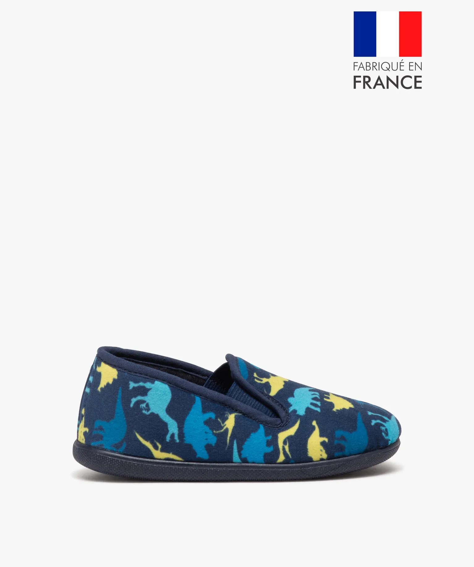 Chaussons garçon pantoufles à imprimé dinosaure bleu