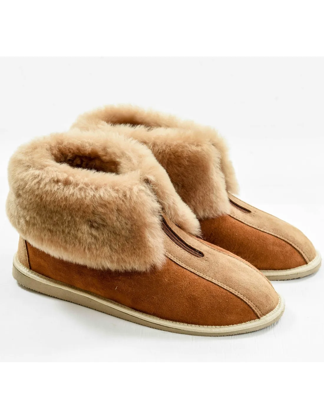 Chaussons Mouton Mèrinos Semelle Taille 36 Coloris pantoufles Caramel