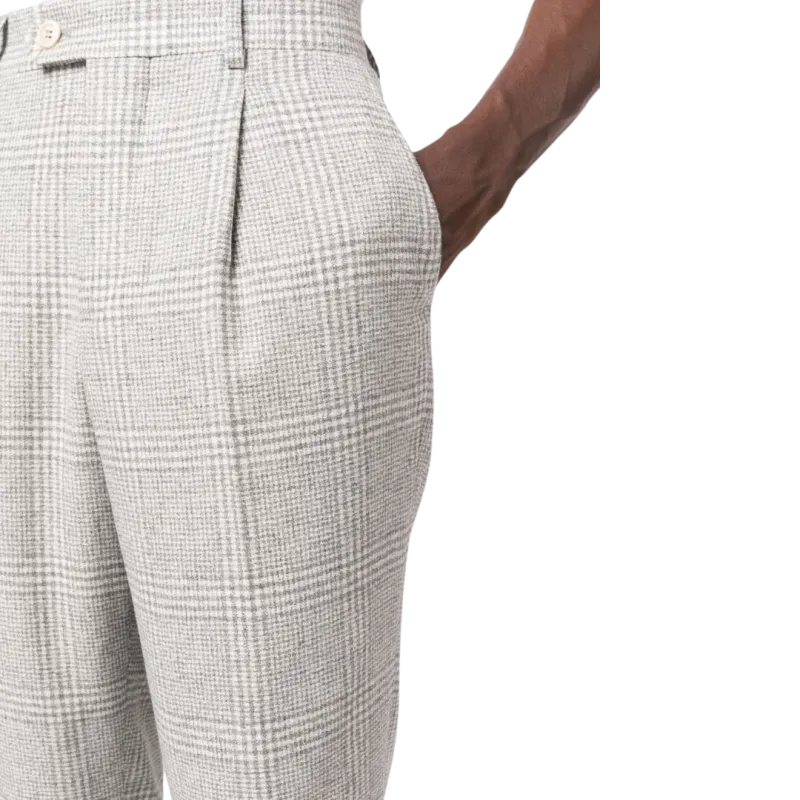 Costume laine carreaux prince de galles gris clair