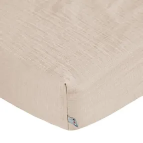 Drap housse en gaze de coton à carreaux 60x120 Beige