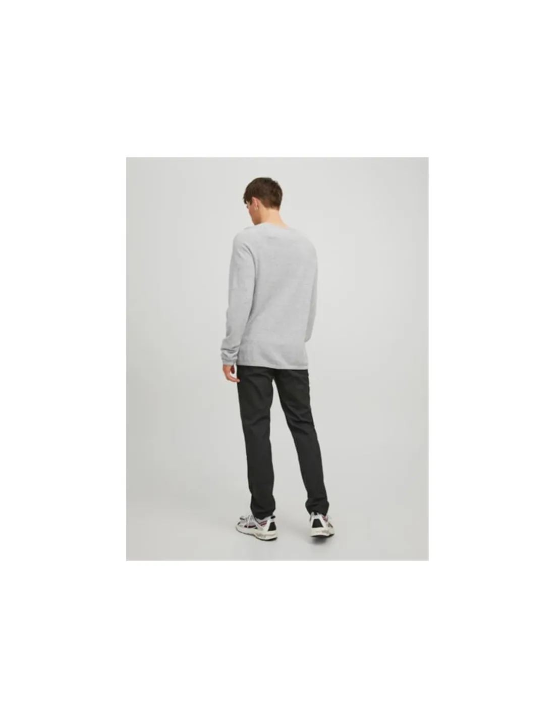 Jack and Jones ehill Knit Light Grey Melange Sweater Homme