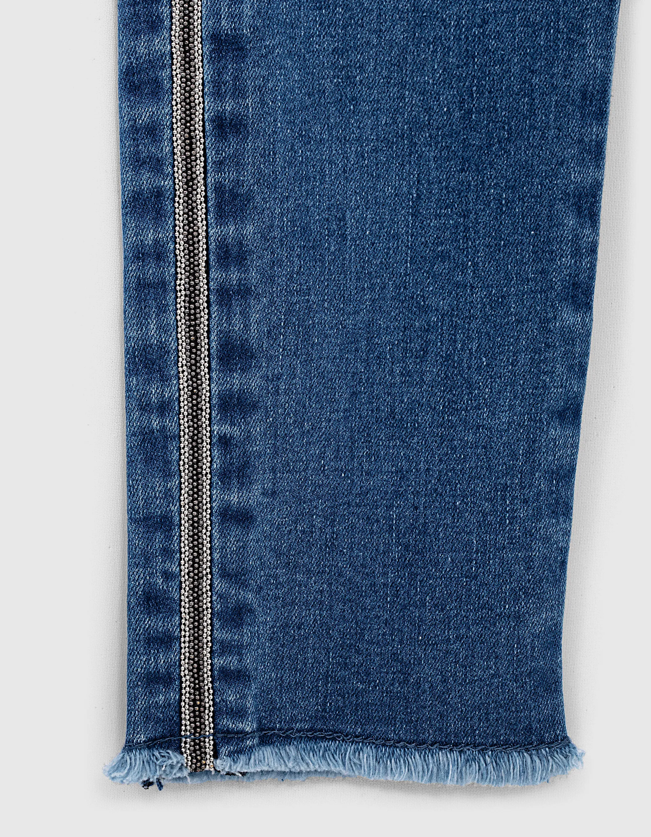 Jean skinny stone blue à bandes latérales fille