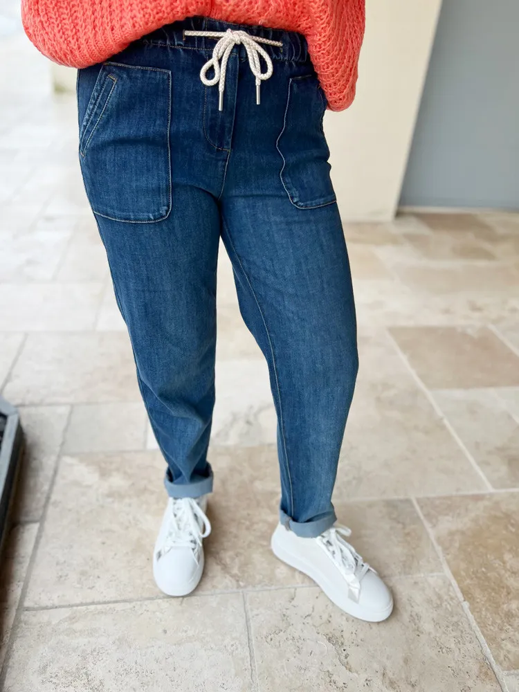 Jeans jogging JOHANNA - C'est beau la vie - Prêt à porter femme Cléstyle 36 à 60 36 Couleur BLEU