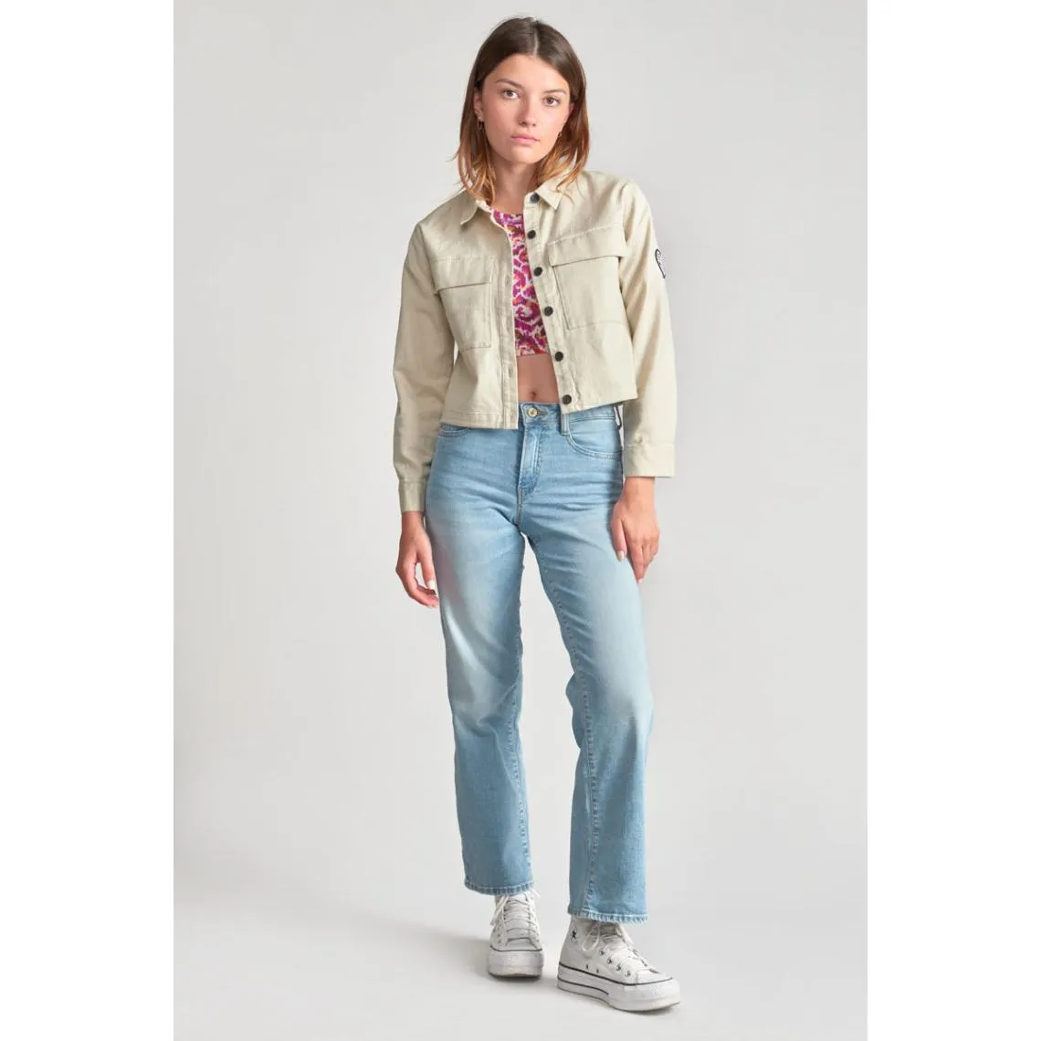 Jeans regular, droit pulp slim taille haute, longueur 34 bleu Faye en coton | 3 Suisses