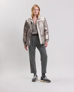 Pantalon Femme en flanelle de laine mélangée Gris Poete