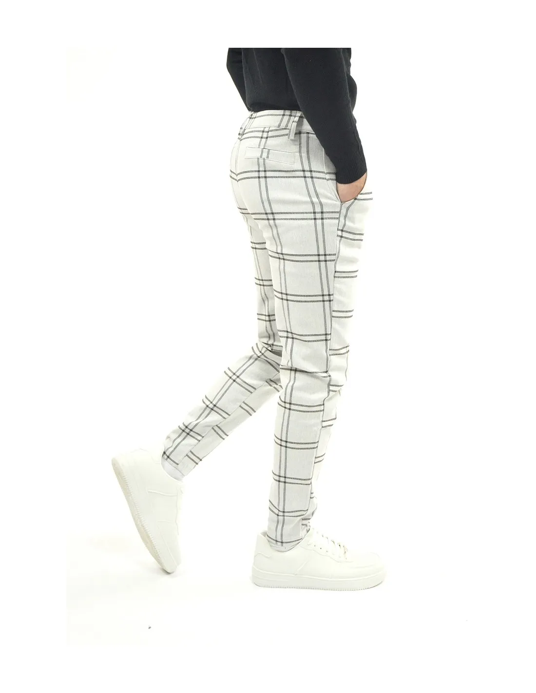 PANTALON À CARREAU FRILIVIN GRIS HOMME