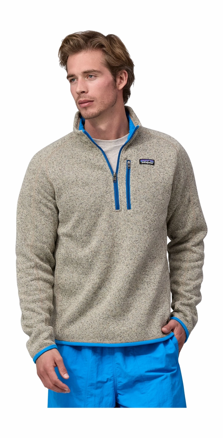 Pull Patagonia Homme Better Sweater 1/4 Zip Oar Tan / Vessel Blue