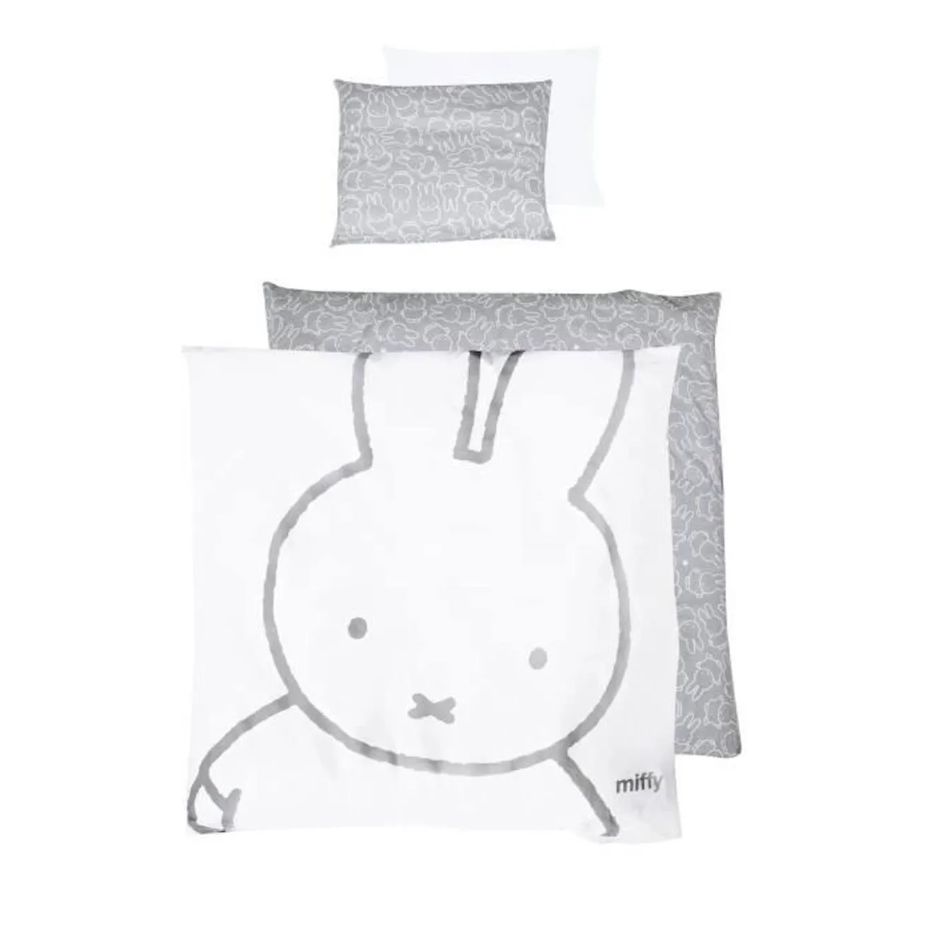 ROBA Parure de lit Bébé réversible "miffy®" - Housse de Couette 80x80 cm + Taie 40x35 cm blanc - Roba