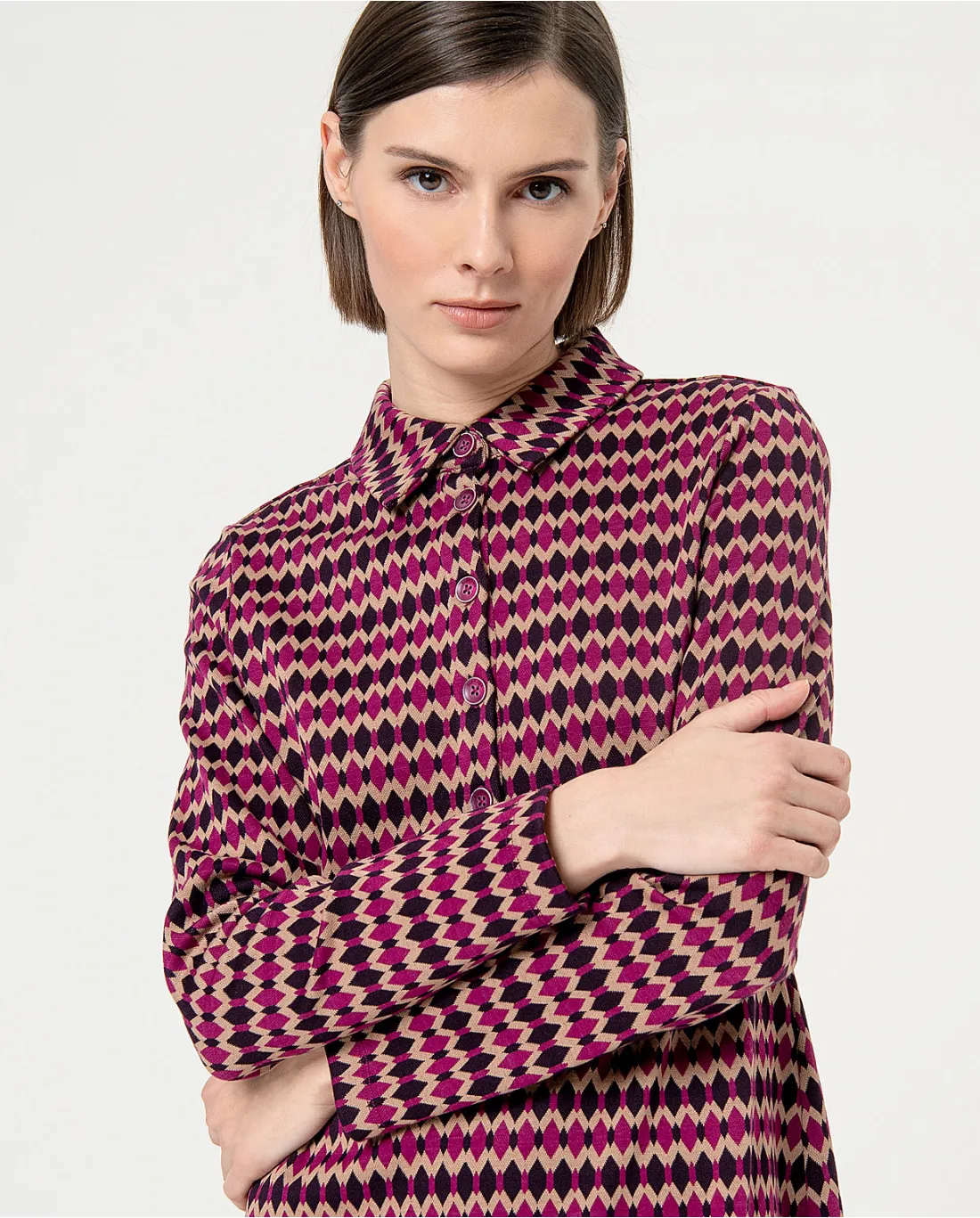Robe en jacquard avec col polo Violet