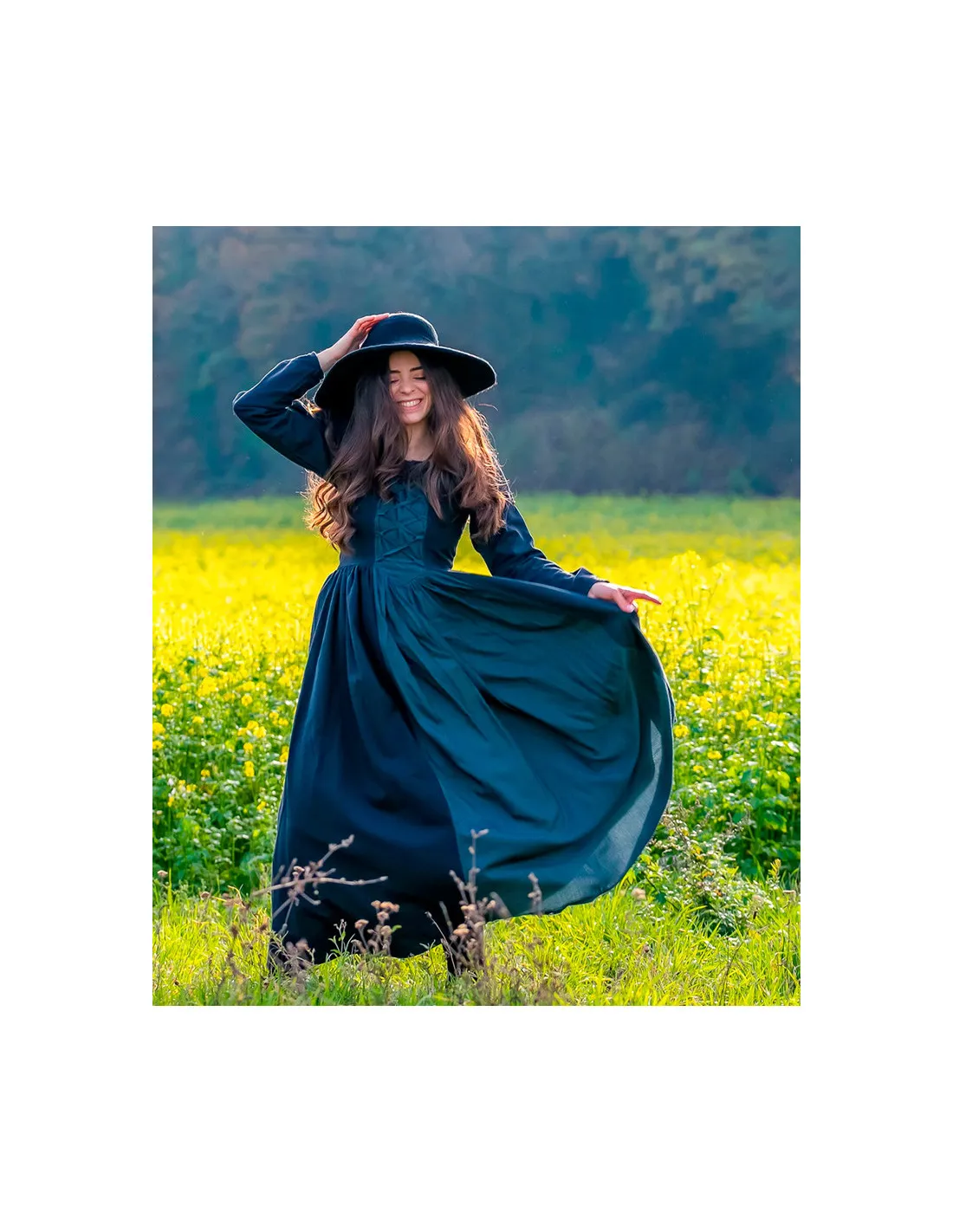 Robe médiévale Medusa, noir-bleu ⚔️ Boutique Épées