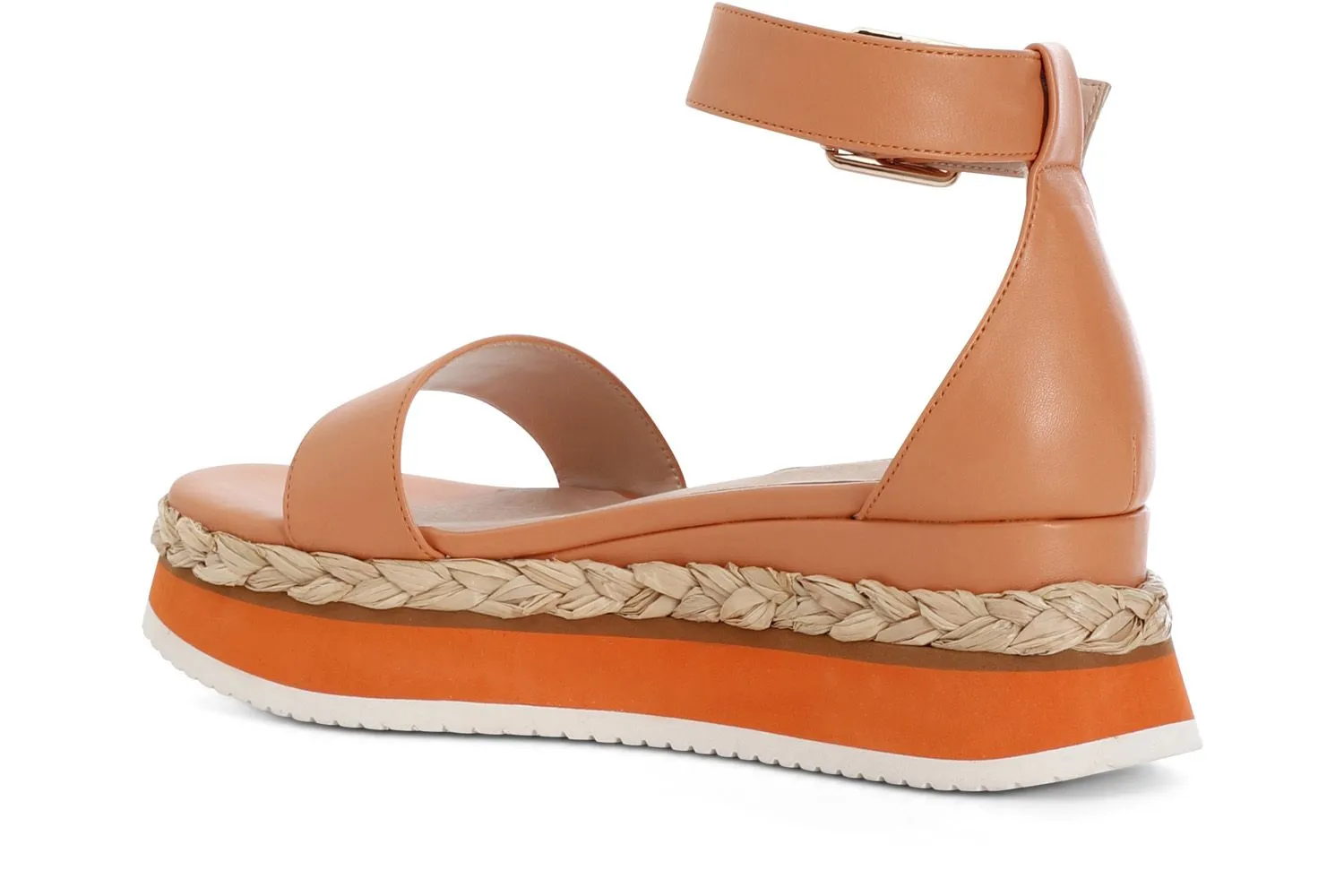 sandales avec bride à la cheville et contrefort orange - CafèNoir