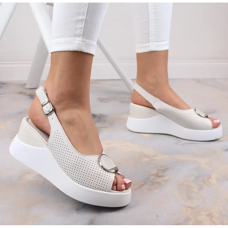 Sandales compensées en cuir beige pour femmes Filippo DS4406