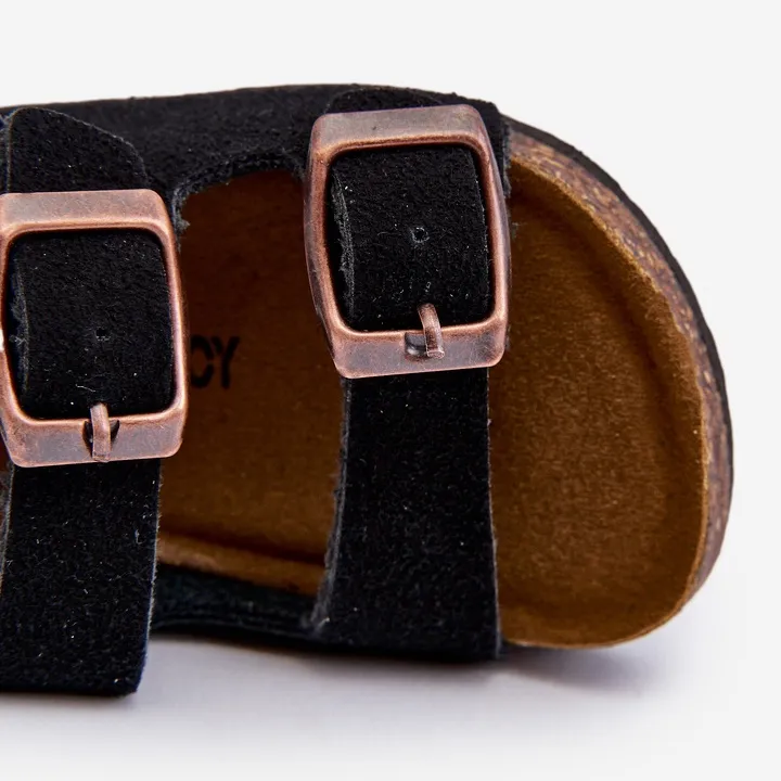 Sandales pour enfants sur plateforme en liège, fermeture velcro, noir Rorria le noir