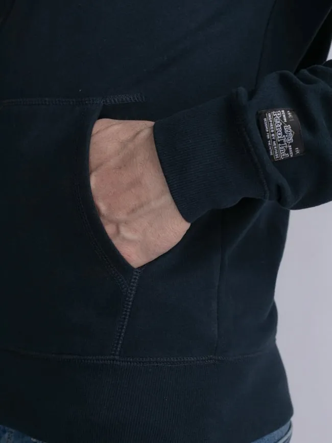 Sweat zippé capuche brodé bleu marine homme - Petrol Industries | wimod
