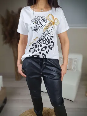 T-shirt LEOPARD blanc